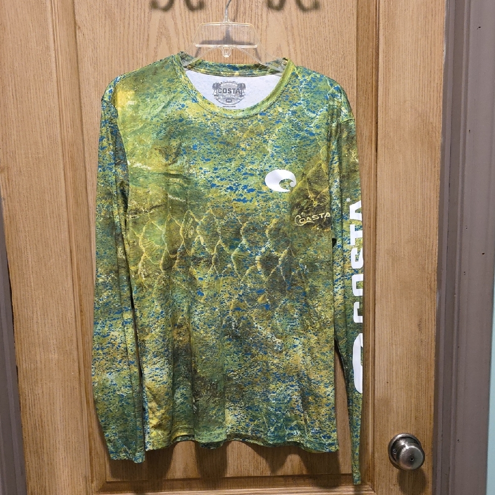 Costa Green and Yellow Camouflage Long Sleeve Shirt